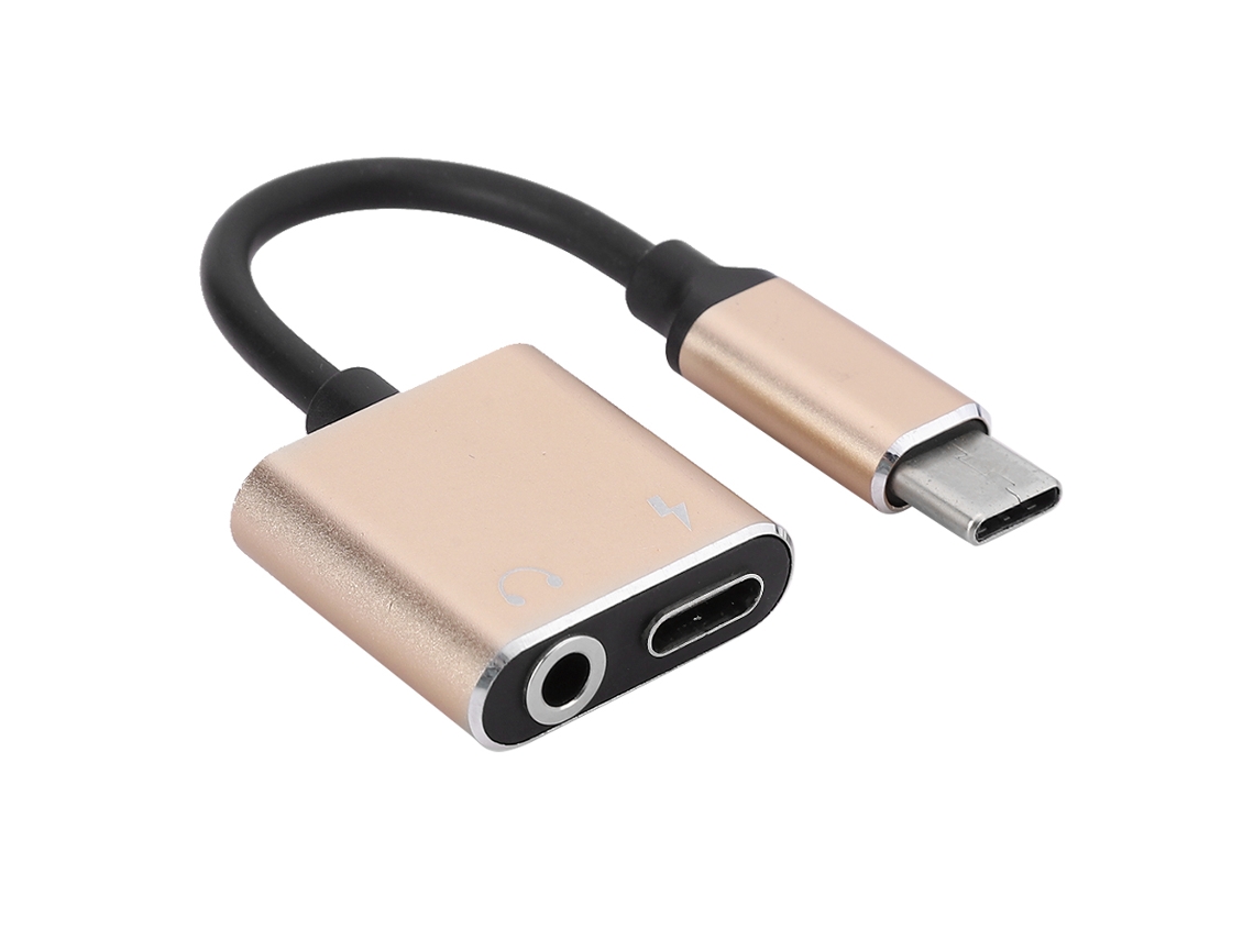 Adaptador de audio para auriculares 2 en 1 con carga y conversión