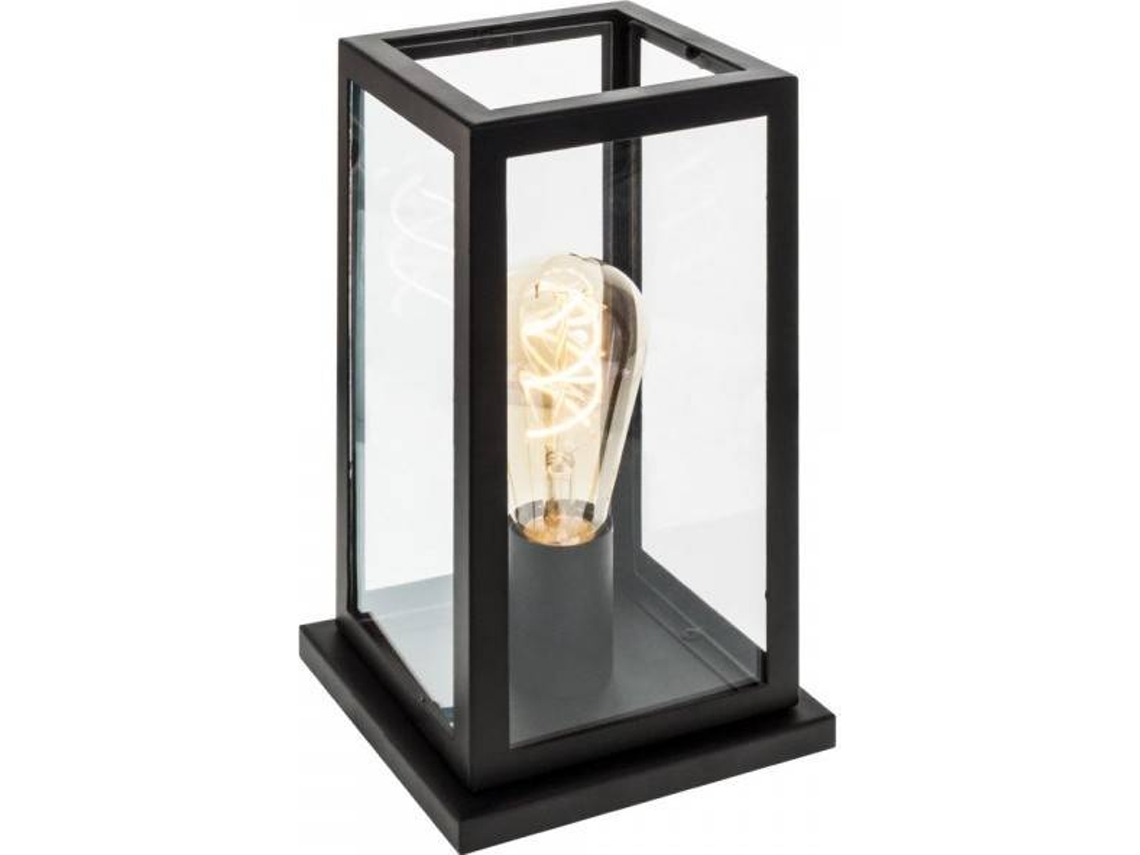 Lámpara de Mesa FABRILAMP Nicolas (Negro - E27 - Máx. 60W - Aluminio - Cristal)
