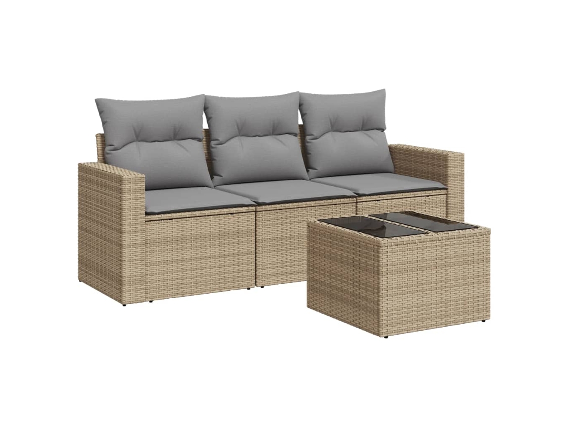 Maison Exclusive - Juego De Sofás Jardín Con Cojines 4 Pzas Ratán Sintético Beige