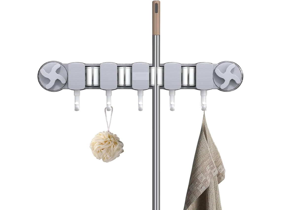 Soporte De Pared Para Escobas Con Ventosas:
