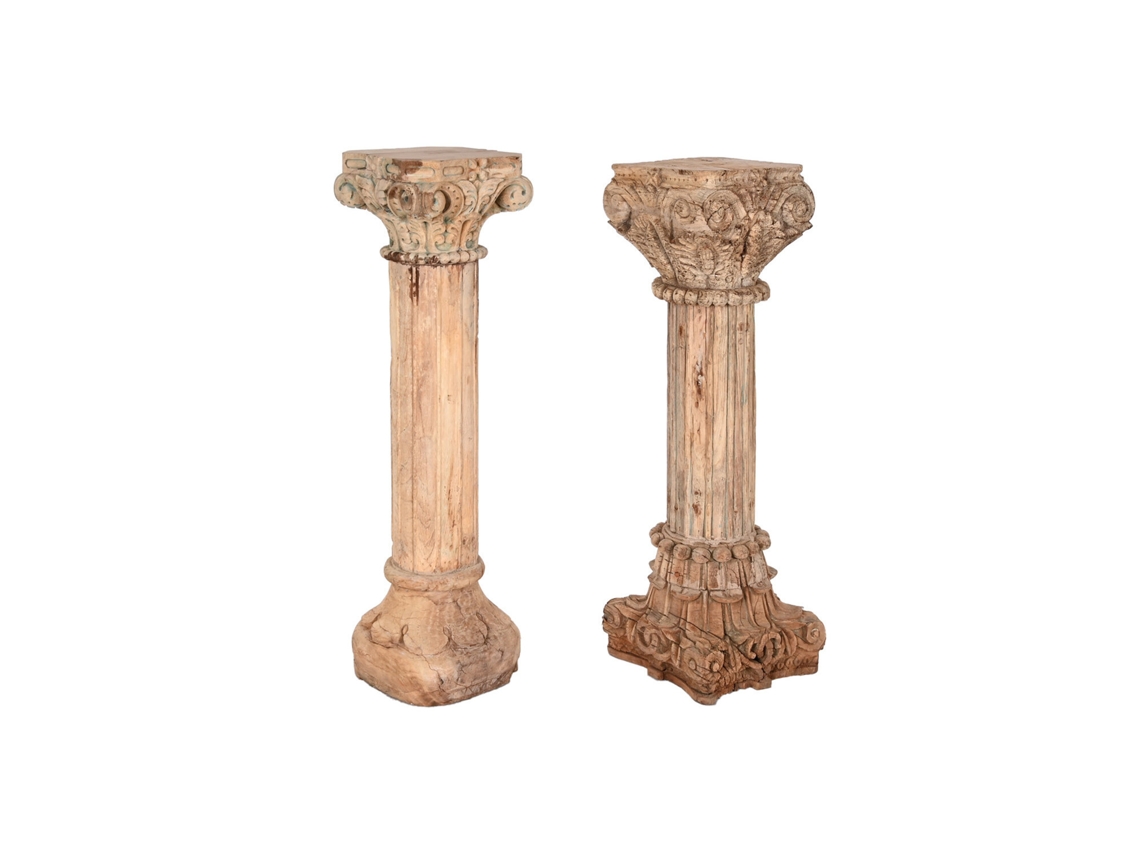 Columna Madera Tallada Pieza Unica 25x25x120cm