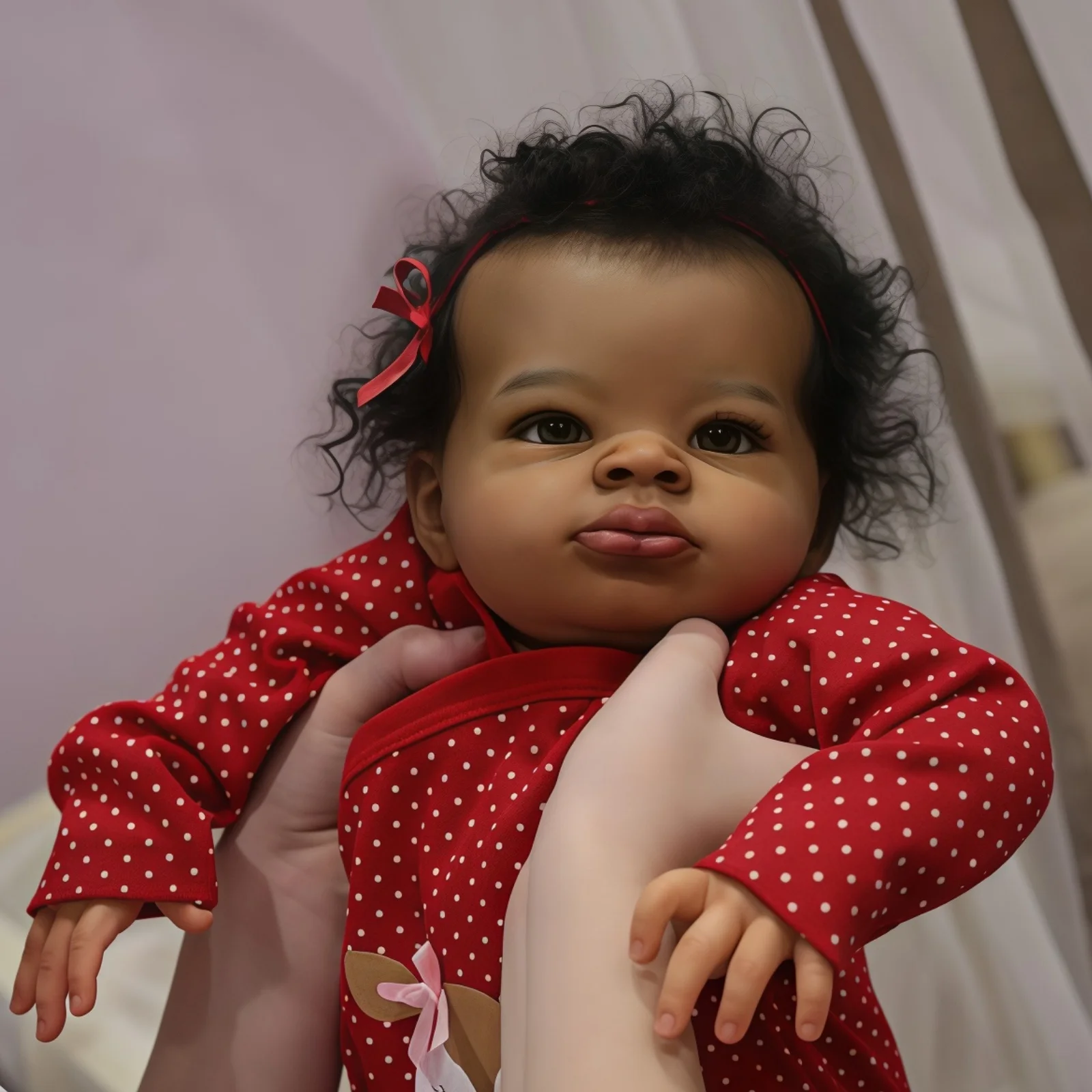 Muñeca renacentista realista, de 50 cm (20 pulgadas) de altura, con piel oscura y tacto suave.