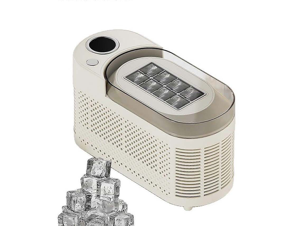 Máquina de hielo portátil con producción de hielo ultrarrápida, doble alimentación para viajes en vehículos recreativos, diseño compacto.