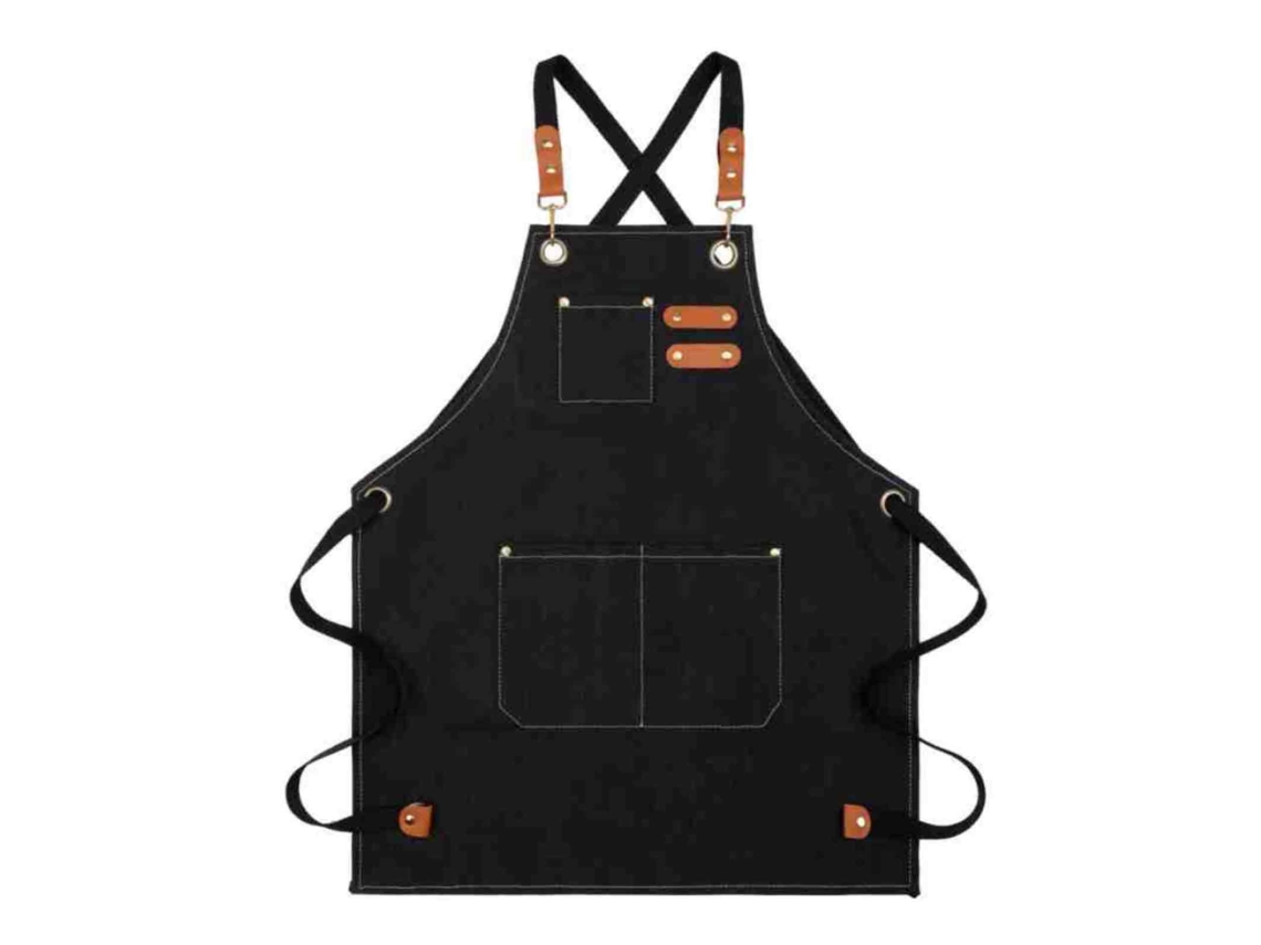 VVJIJILLY Aventais De Lona, Avental De Lona Com Alças Cruzadas Ajustáveis, Aventais De Trabalho De Lona Para Homens Com Bolsos, Avental Para Cozinha, Cozinha, P