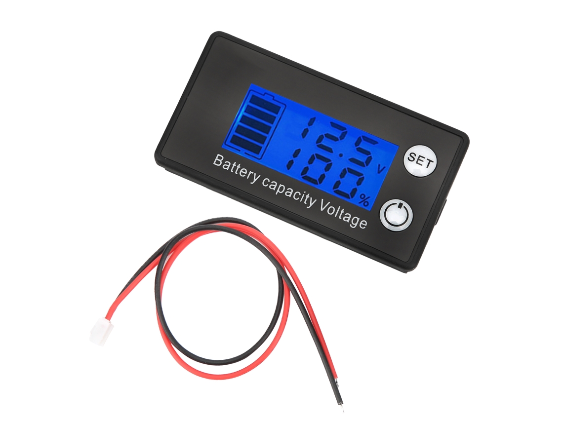 Medidor De Batería Lcd De 2 Cables Con Retroiluminación Azul Para Baterías De Litio Y Plomo-ácido De 7-68 V.