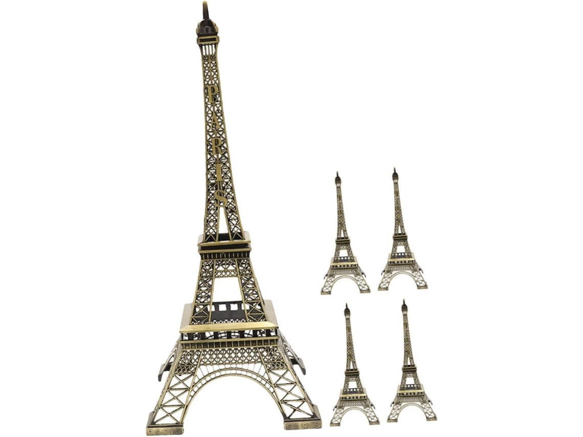 Juego de 5 piezas de metal en miniatura de la Torre Eiffel, 10 adornos decorativos, elegantes recuerdos para fiestas, piezas para manualidades, GOKOCO