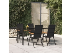 Juego de comedor de jardín de 5 piezas en mimbre negro y marrón, DKD Home Decor
