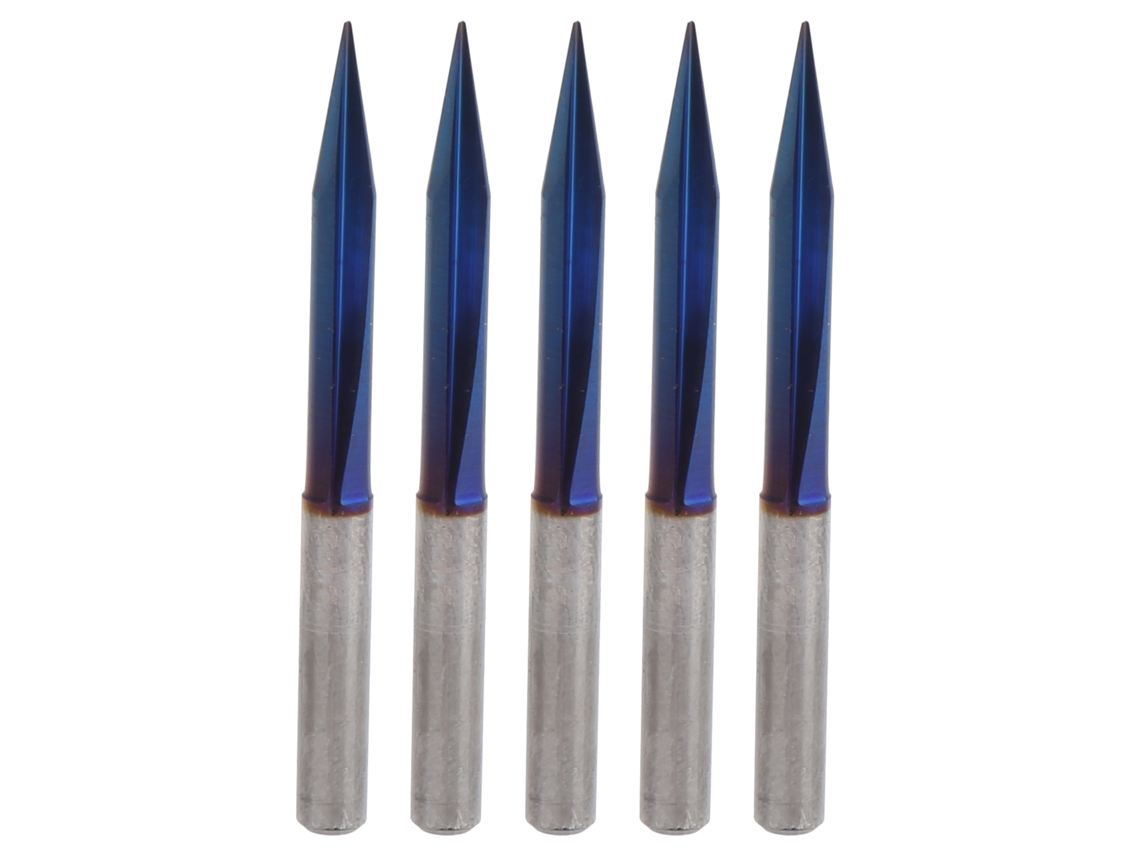 Juego De 5 Brocas En Forma De V Con 2 Filas Y Ranuras Rectas, Fresas De Grabado Azules, 4 X 0,5 X 20 Mm, Acero De Tungsteno Para Madera, Mdf, Aluminio Y Acrílico.