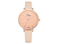 Reloj De Pulsera Sencillo De Cuarzo Para Mujer Con Correa De Piel Sintética Beige.