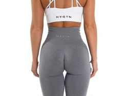Leggings sin costuras, deportivos, elásticos, transpirables, gris claro | Sin marca