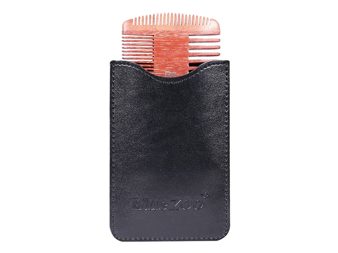 Pincel De Afeitado Para Barba Facial Limpieza Herramienta De Grooming + Bolsa De Cuero Pu Negro