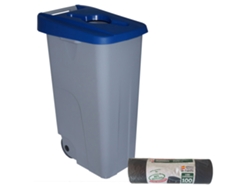 Recipiente Abierto 85L Azul Alt.76Cm + 10 Bolsas de Basura de 100L WELLHOME