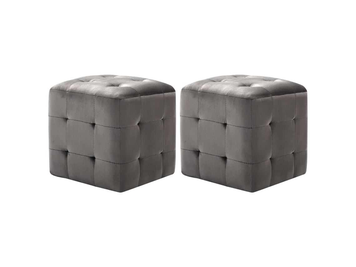 Puf 2 Unidades Terciopelo Gris 30x30x30 Cm