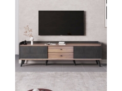 Mueble Tv 160 Cm - Con 2 Cajones, 2 Puertas Correderas, Diseño Elegante - Negro