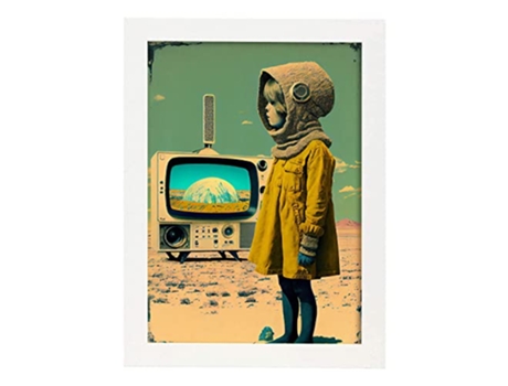 NACNIC Poster Televisión En Estilo Surrealismo Cinematográfico Ilustraciones Y Grabados De Historieta Abstracta Y Artística A4 Marcos Blancos
