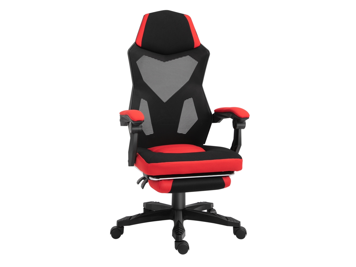Cadeira Gamer Reclinável Com Apoio Para Os Pés Vermelha