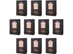 Paquete de 10 elegantes tarjetas navideñas con detalles en lámina dorada.