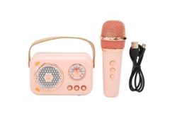 Altavoz Y Micrófono Bluetooth Portátiles, Estilo Karaoke Retro, Color Rosa, Para Niños Y Adultos.