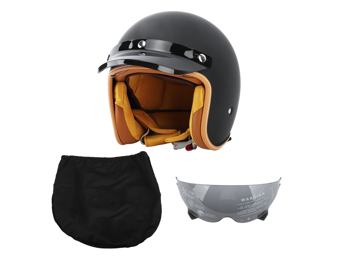 2026-casco De Bicicleta Adulto Estilo Retro 3/4 Carcasa Rostro Abierto Con Visera Solar Y Gafas Antiviento Talla L 57-58cm