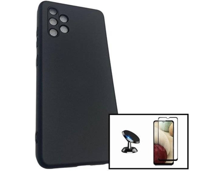 Carcasa + Protector + Soporte Magnético Samsung Galaxy A32 5G PHONECARE Silicona Liquida Negro