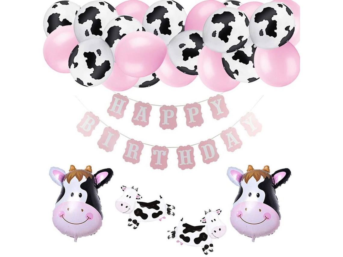 Letrero Y Globos Reutilizables Con Diseño De Ternero Rosa Para La Decoración De Baby Showers.