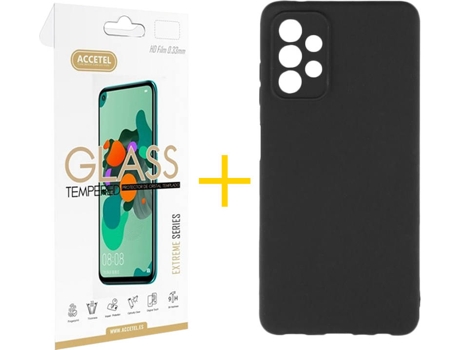 Kit Funda + Protector de Pantalla Samsung A32 5G ACCETEL Cristal Templado 4584 Negro