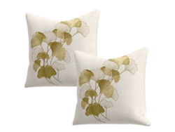 2 Fundas De Almohada De Lino Con Diseño De Hojas De Ginkgo Sencillas Para Sofá O Sala De Estar.