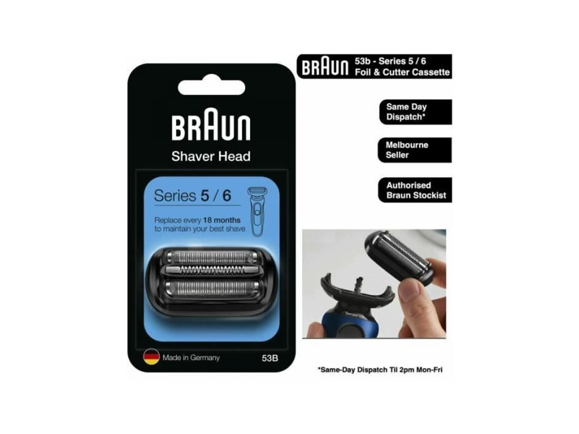 Cabezal de afeitado Braun 53b diseñado para accesorios de las series 5 y 6 para hombres, rendimiento óptimo
