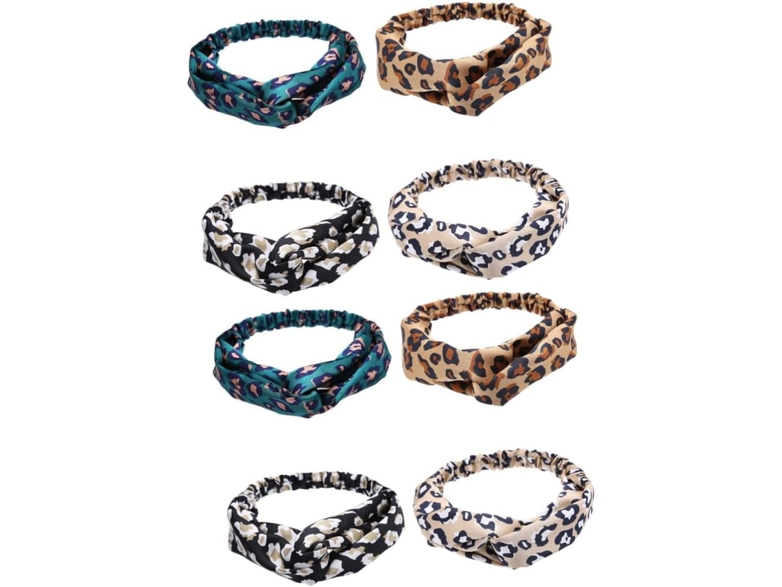 Conjunto De 2 Elegantes Diademas Con Estampado De Leopardo Para Mujer, 4 Piezas De Moda Para Fiestas.