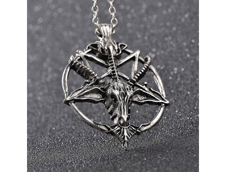 Collar de moda aleación pentagrama cabra cabeza cráneo colgante suerte joya unisex