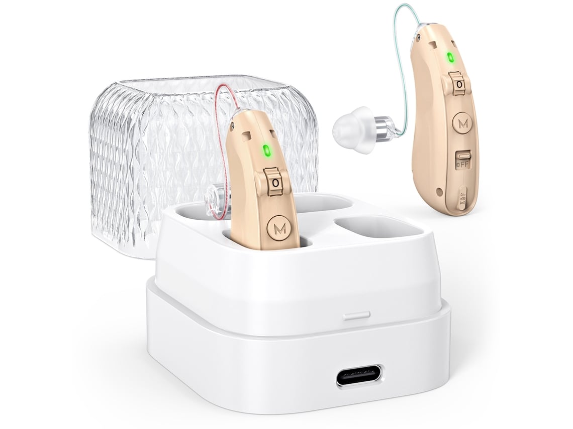 Audífonos Amplificador De Voz Para Personas Mayores Con Caja De Carga (albaricoque) Czhhmart