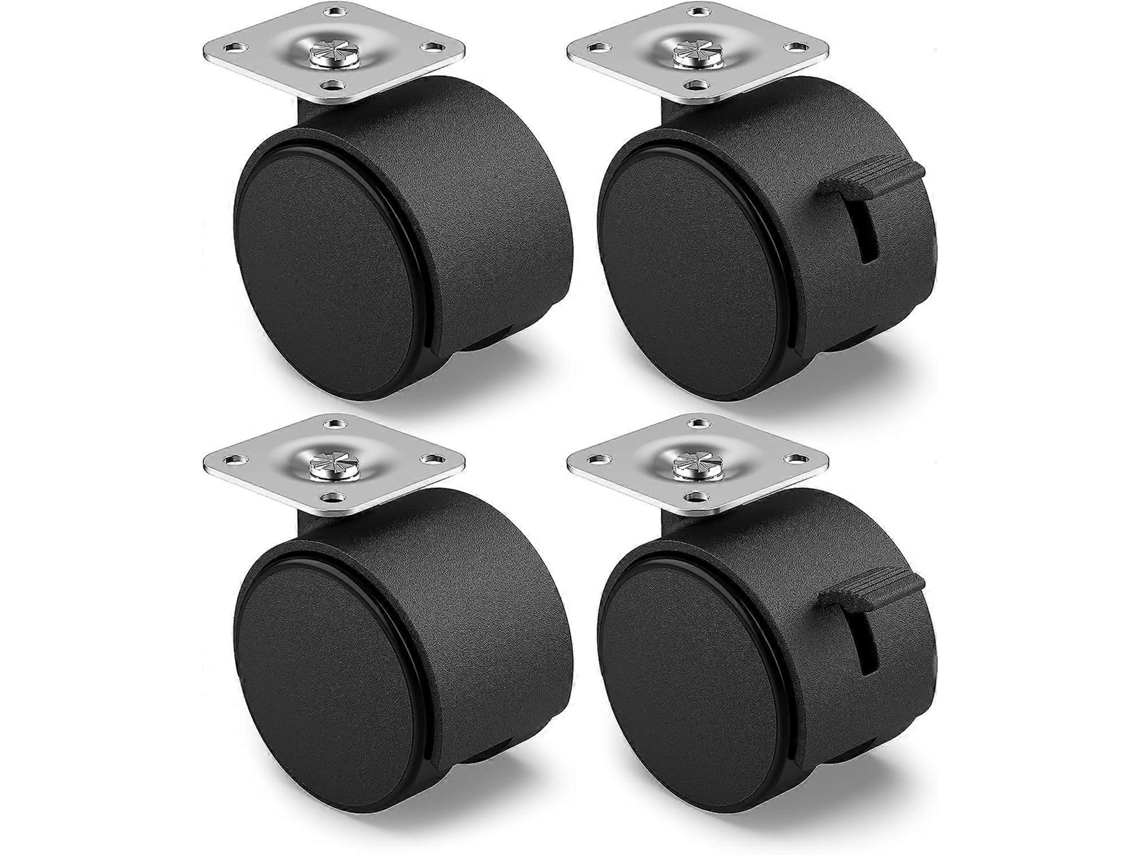 Conjunto De 4 Ruedas De Mobiliario 40 Mm Con Freno, 25 Kg Por Rueda, Giratorias Para Interiores, Resistentes Y Suaves En Pisos