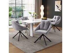 Silla de comedor giratoria elegante y cómoda en terciopelo gris, con tejido de terciopelo transpirable.