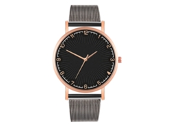 Reloj De Pulsera Para Parejas A La Moda Con Correa De Malla, Estilo Casual, Cuarzo, Negro, Oro Rosa.
