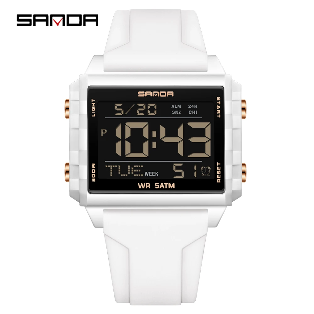 Reloj Digital (platino), Resistente Al Agua, Elegante Diseño Rectangular, Reloj Deportivo.