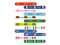 Pulsera Slap Banderas 12 Selecciones Copa 2026, Flexible, Ajuste Rápido, Accesorio Hincha Para Estadio Y Reuniones.