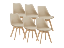 Juego de 6 sillas de comedor Fläten [EN.CASA] estilo escandinavo 82x49x54cm cuero sintético - Beige