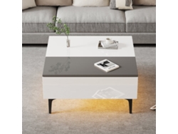 Mesa De Café Elevable 707035cm - Mesa De Salón Con Almacenamiento Oculto Y Estantes, Escritorio Con Led, Mesa Con Cajones - Blanco
