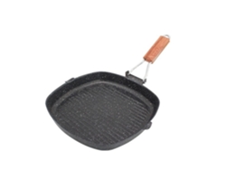 Sstrwgood Sartén Grill 24 Cm Con Mango De Madera Plegable Para Inducción Y Gas