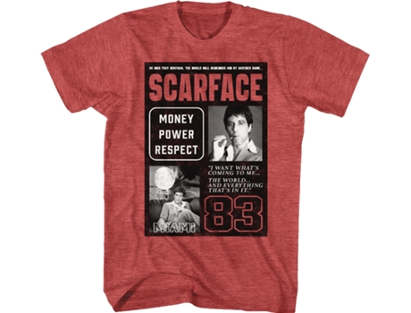 Camiseta Unisexo DEEPSTONE The World Will Remember Scarface brezo rojo (S)