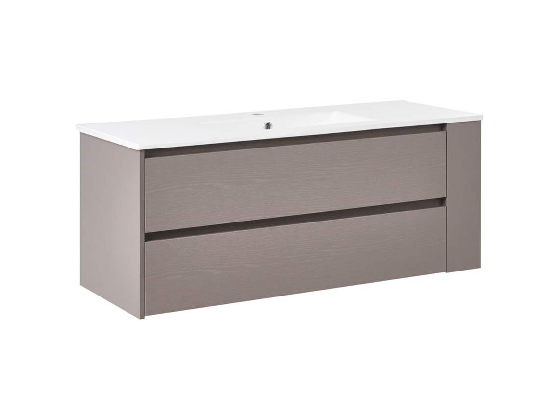 Mueble de baño suspendido Beliani Mancora con lavabo en MDF crema 120x46x48