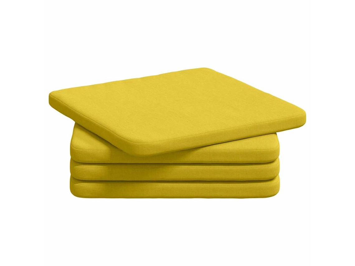 Cojines Para Asiento 4 Uds Amarillo Claro 40 X 40 X 3 Cm Tela