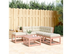 5 unidades Conj. Sofás Jardim C/ Almofadões Madeira Douglas Maciça Dkd Home Decor