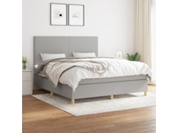 Cama Box Spring Con Colchón Tela Gris Claro 180x200 Cm