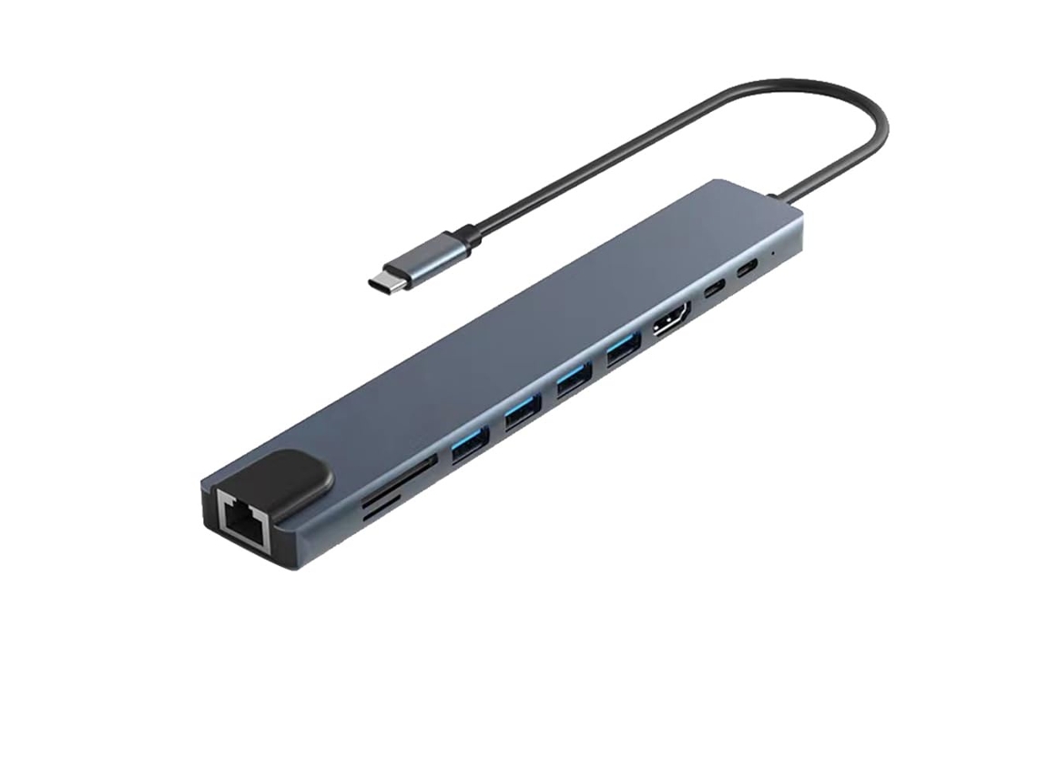 Estación de Acoplamiento 10 en 1 USB-C Dock de Expansión USB Hub USB-C Tipo C Divisor USB-C para Adaptador Compatible PD100W Gris CHRONUS
