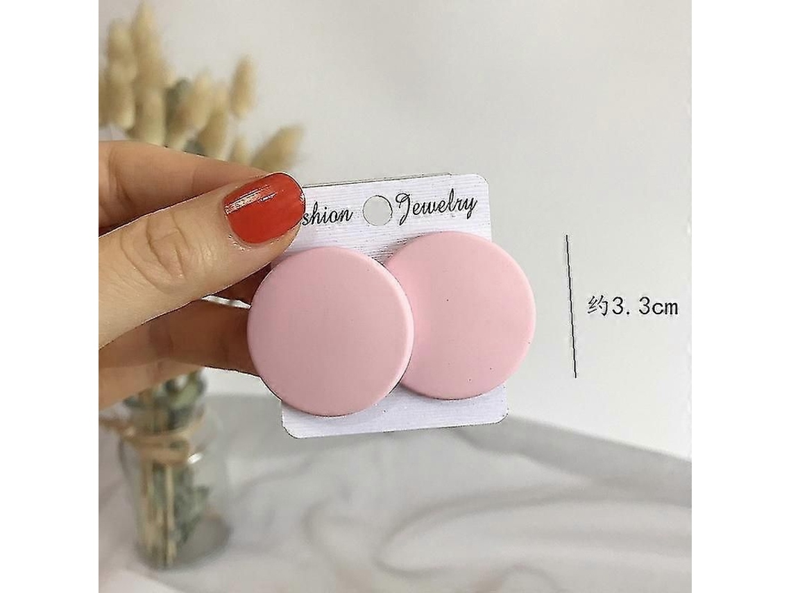2026-aretes De Color Solido, Aretes De Acero Redondo De Acrilico Para Mujer