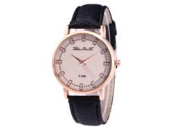 Reloj De Cuero Moda Hombre Mujer Dial Redondo Analógico Cuarzo Negro