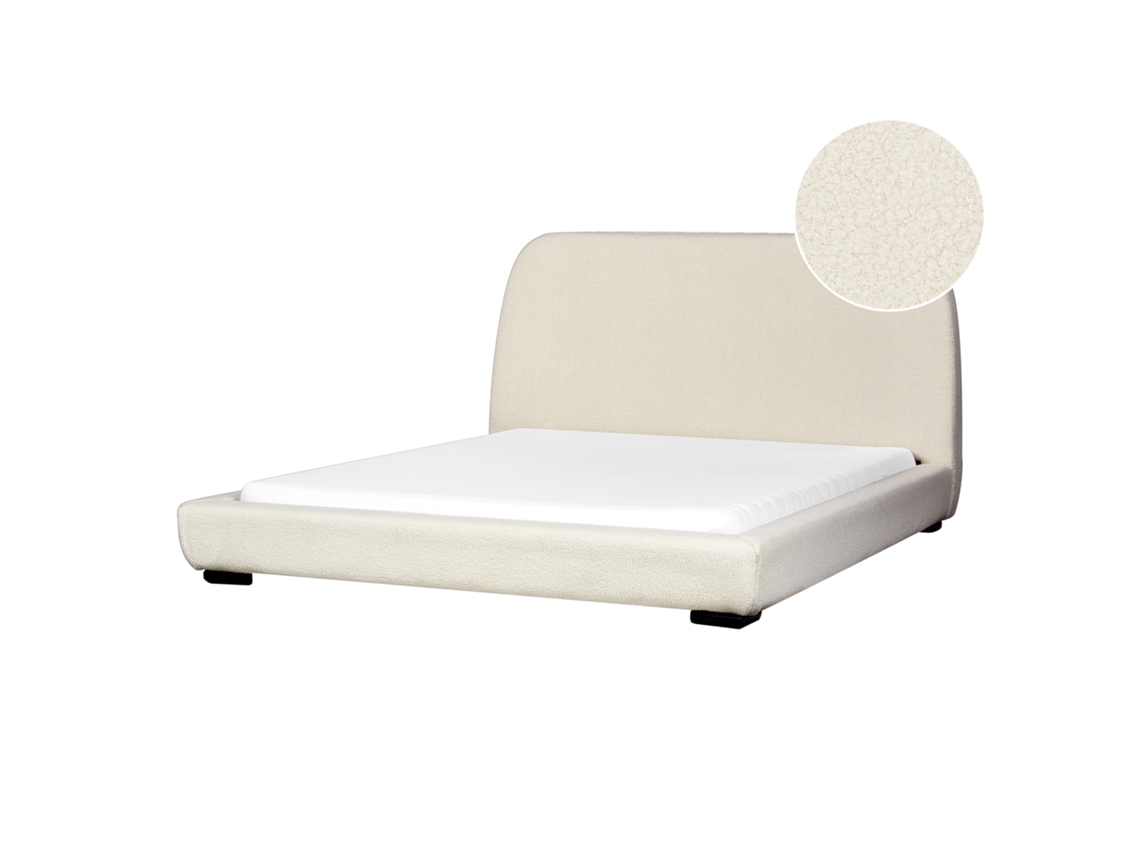 Cama con Somier Roisel Bouclé BELIANI Bouclé Beige (181x226x101)