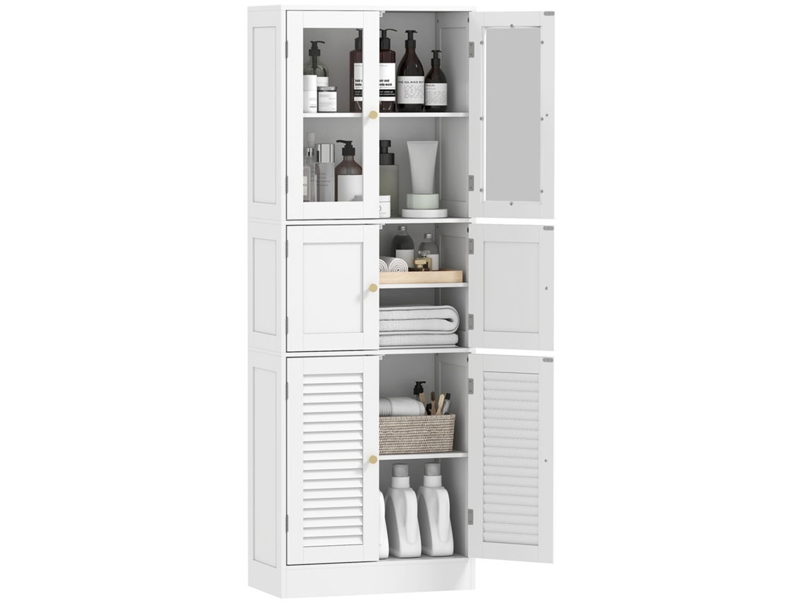 Armario alto de baño con 6 puertas y estante ajustable - ZACHARY