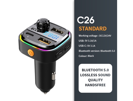 Transmisor FM Modulador Coche Inalámbrico Bluetooth 5.0 Tipo-C PD25W Cargador rápido Auto Radio Reproductor de MP3 Música Manos libres Kit de coche...